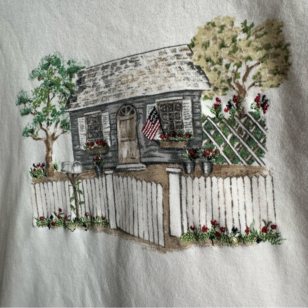 Talbots American Cottage Graphic Embroidered Tee - Picture 2 of 5